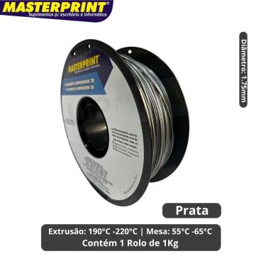 Imagem de Filamento 3D - PLA Prata - Rolo 1KG (1.75mm)