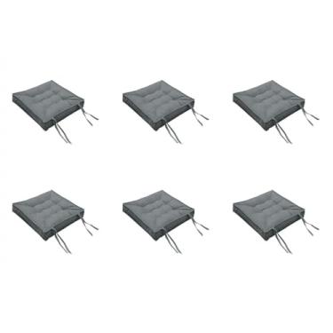 Imagem de Kit com 6 Almofadas Futon de Suede Liso 40x40cm - Assentos Confortáveis para Cadeiras, Bancos e Móveis, Duráveis e Decorativos (Cinza)