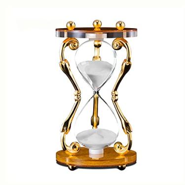 Imagem de U5GAAALPPQ9 Ampulheta Tempo 30 Minutos Temporizador Luxuoso Ferro Forjado Metal Casa Quarto Sala de Estar Decoração de Mesa Acessórios Ornamentos (Cor: Branco)