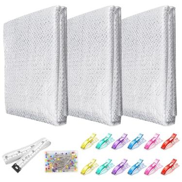 Imagem de Akamino Pacote com 3 rebatedores resistentes ao calor para pegadores de panela, revestimento térmico isolante de 89 x 119 cm com clipes de tecido, alfinetes de costura e fita métrica para tecido