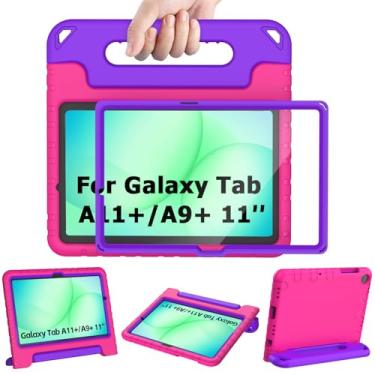 Imagem de AVAWO Capa infantil à prova de choque para Samsung Galaxy Tab A9+ Plus 11 polegadas com protetor de tela embutido, rosa + roxo