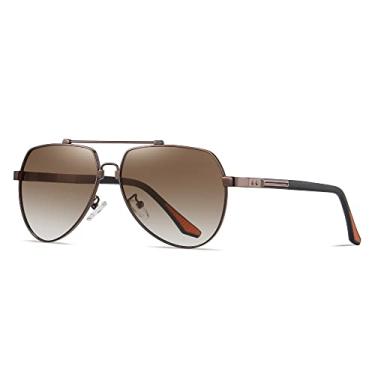 Imagem de Cyxus Óculos de sol aviador polarizados masculino e feminino, armação de metal, hastes de mola, vintage, estilo retrô, dirigir na praia 1048, Armação de aço inoxidável cobre: marrom + lente: marrom, M