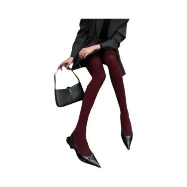 Imagem de Meia-calça Feminina Vintage Vermelha Y2K Elástica Slim Fit Para Primav