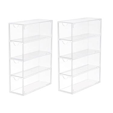 Imagem de SIBAO Pacote com 2 caixas de armazenamento de bateria de acrílico transparente para baterias AA, AAA, 9V, C D. Organizador de armazenamento de bateria com 4 caixas para tipos comuns (pilhas não