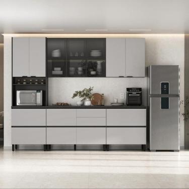 Imagem de Cozinha Completa Itatiaia Lumina 270cm Em Madeira MDF Grafite-fendi