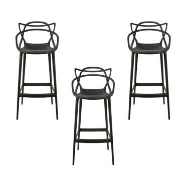 Imagem de Conjunto 3 Banqueta Allegra Alta Master Preta Polipropileno