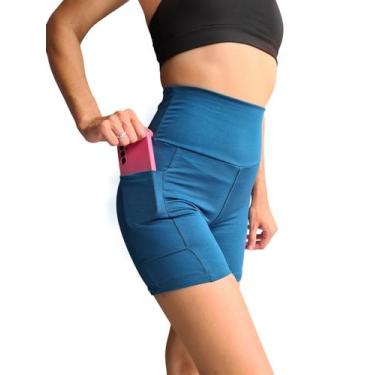 Imagem de Short Academia Meia Coxa com Bolso Lisa e Estampado Legging Feminina S