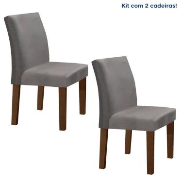 Imagem de Kit 2 Cadeiras Estofadas Espanha Espresso Móveis Cinza/Chocolate