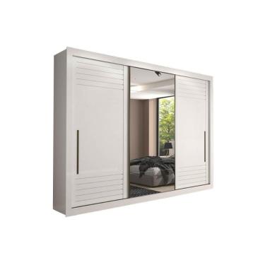 Imagem de Guarda Roupa Casal 3 Portas De Correr E 6 Gavetas C/ Espelho Vitória Branco - Panan