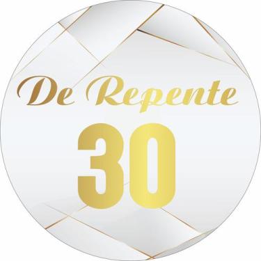 Imagem de Painel de Lona Redondo De Repente 30 Dourado Luxo - Fabrika De festa, 