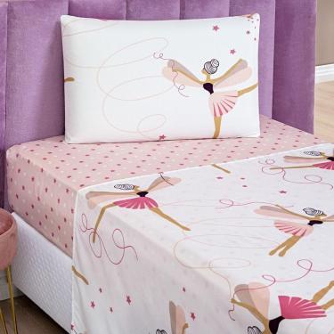 Imagem de Jogo De Cama Lençol Bouti Infantil Kids Solteiro 03 Peças - Bailarina