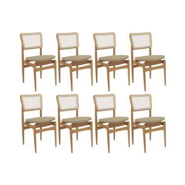Imagem de Kit 8 Cadeiras Sala Jantar Stela 1CMM013CA Premium Madeira Maciça 8 Un Carvalho/Boucle Bege/Tela Bege - Kappesberg