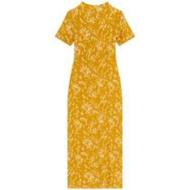 Imagem de Vestido Estampado Midi Chá Em Moletom De Viscose E Elastano-Feminino