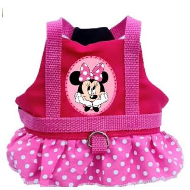Imagem de Coleira Peitoral com guia para Cachorro porte médio Minnie Rosa Tam: G