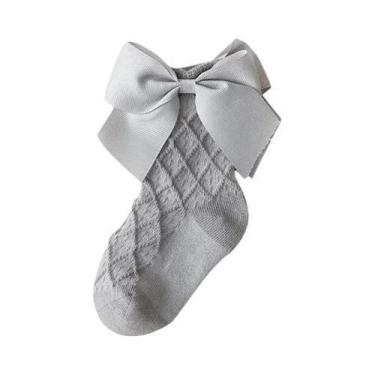 Imagem de Meias De Algodão Macio Para Meninas, Com Laço, Até O Joelho, Cores Sól