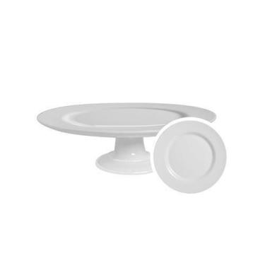 Imagem de Boleira Pequena Branco Liso 21 Cm Em Cerâmica Alleanza - Alleanza Cerâ