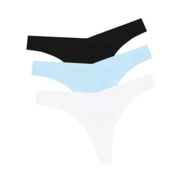 Imagem de Conjunto De 3 Calcinhas Ultrafinas Sem Costura Para Mulheres, Tanga V-