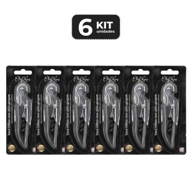 Imagem de Kit 6 Saca-Rolhas Inox Para Garcom