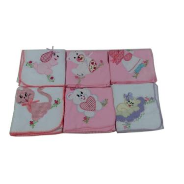 Imagem de Kit 16 fraldas 6 cueiros 2 toalha banho 6 babador Menina