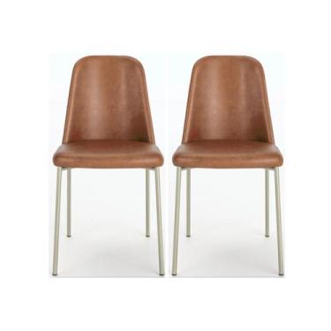 Imagem de Conjunto c/ 2 Cadeiras Lucille Champanhe PU Caramelo - PROVINCIA