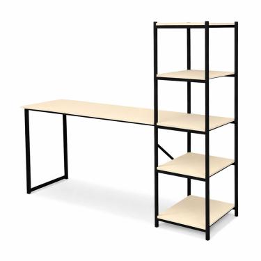 Imagem de Escrivaninha Mesa Para Estudo E Home Office Tower Klm Store Preto Com Off White