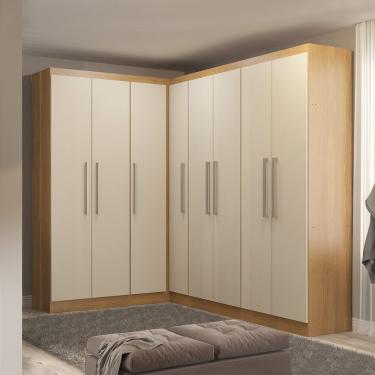 Imagem de Guarda Roupas Casal Modulado De Canto 8 Portas Menu Móveis Carvalho
