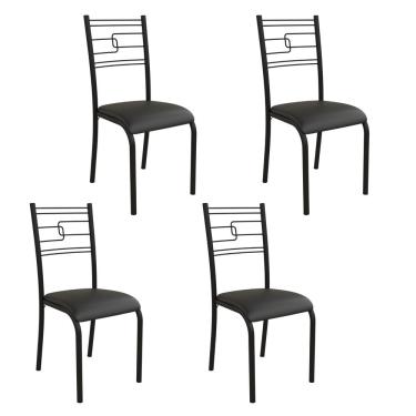 Imagem de Kit 4 Cadeiras Ella Estrutura Em Aço Preto E Tecido Preto