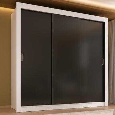 Imagem de Guarda-roupa Casal Multimóveis Barcelona 3 Portas De Correr Cr35401 Branco-preto Branco-preto