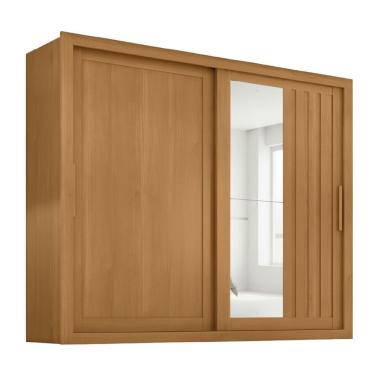 Imagem de Guarda Roupas Casal Ripado Com Espelho 2 Portas De Correr 4 Gavetas Vitta Madeirado