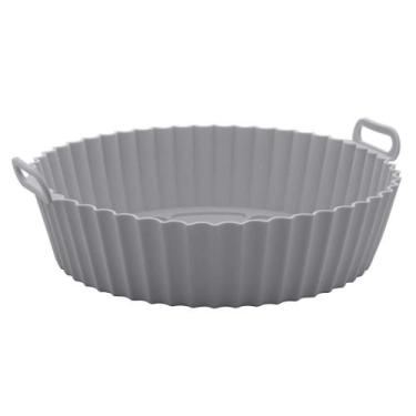 Imagem de Forma Redonda Lyor de Silicone para Air Fryer Cinza