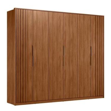 Imagem de Guarda Roupa Casal Ripado Atrice D66210k 6 Portas Nogueira Touch Demóbile - Demartêz