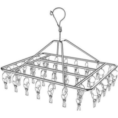 Imagem de Varal De 40 Clips Inox Prendedores Pratico E Retrátil Cabide Para Roup