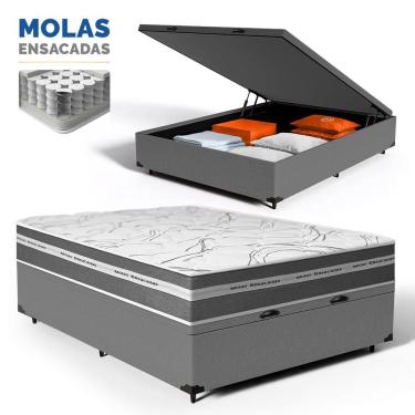 Imagem de Cama Box Baú com Colchão de Molas Ensacadas Luve Casal 138cm