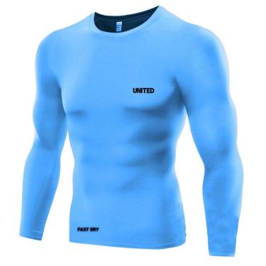 Imagem de Camisa de compressão térmica United Pro Proteção Solar FPU50 Manga Longa Rash Guard - Preto - G-Masculino