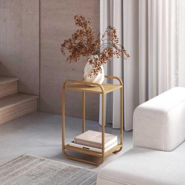 Imagem de Mesa Lateral Sofa para Sala 40cm Orgânica Cantos Arredondados e Pés em