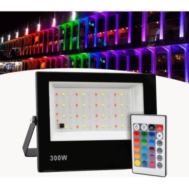 Imagem de Refletor Led Holofote 300w Rgb Colorido com controle carcaça - Congrat