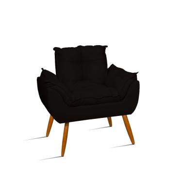 Imagem de Poltrona Decorativa Opala Sala Quarto Escritório Suede Fibra Siliconada Preto Balaqui D...