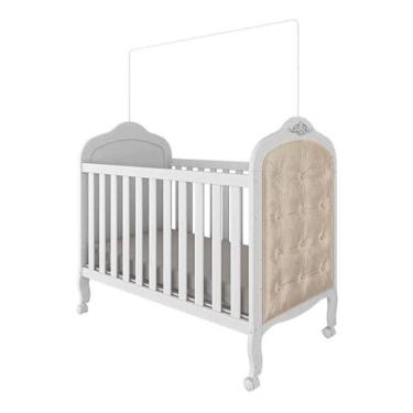 Imagem de Kit Peroba Berço Elô Branco com Capitonê Corino Bege Incluso
