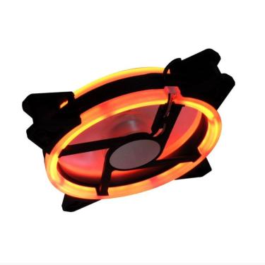 Imagem de Cooler Fan Gamer Led Duplo 12x12 Vermelho Gabinete Pc Ventoinha