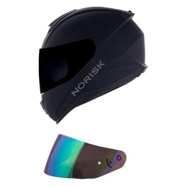Imagem de Capacete Norisk Razor Monocolor Preto Fosco Mais Viseira Camaleão, 58