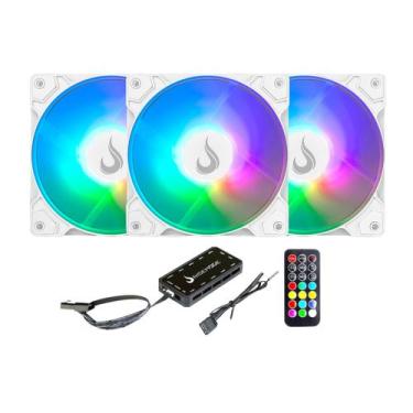 Imagem de Kit 3 Fans Gamer 120mm ARGB 5V White Rise Mode Z 1650RPM Silencioso