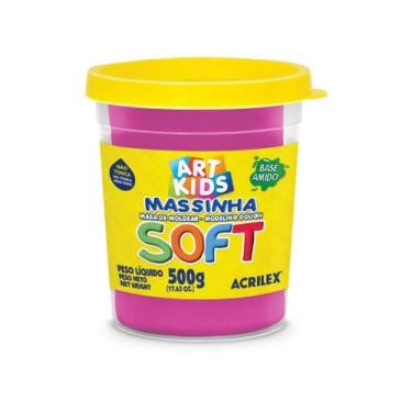 Imagem de Massinha De Modelar Pote Com 500g Soft Acrilex Todas as Cores Escolar 