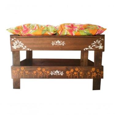 Imagem de Banco Madeira Tulipas E Almofada - SHOPPINGNET