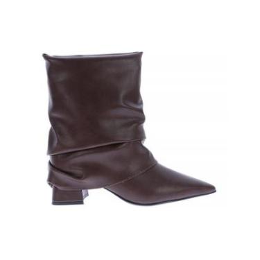 Imagem de Lorena - Bota Feminina Slouchy Salto Bloco Bico Fino Café-Feminino