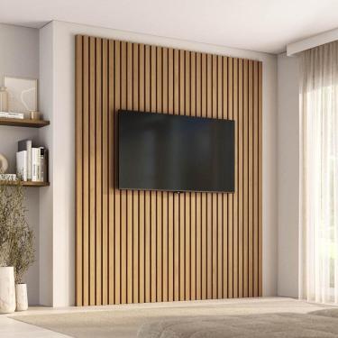 Imagem de Painel Ripado para TV até 75 Polegadas 200cmx230cm Aruá CabeCasa MadeiraOriginals Jatoba