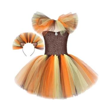 Imagem de Fantasia De Leão Rei Da Selva Para Meninas, Vestido Tutu De Animal Par