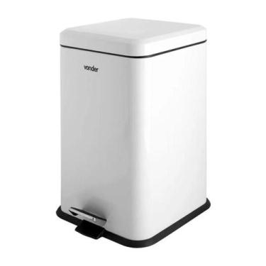 Imagem de Lixeira Retangular Em Aço Inox Branca 20L Vonder