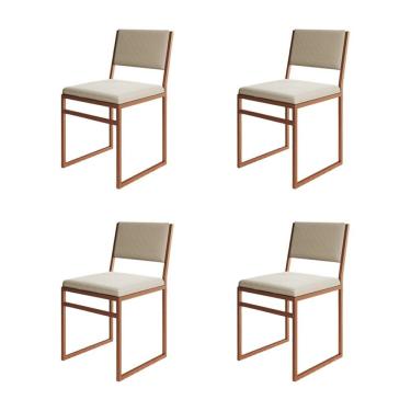 Imagem de Kit 4 Cadeiras Industrial Isa Veludo Base Cobre para Mesa Sala Jantar Cozinha Conforto...