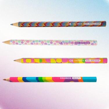 Imagem de Kit 04 Lápis de Cor Colorcis Multi Cores Múltiplas Tamanho Big Jumbo -