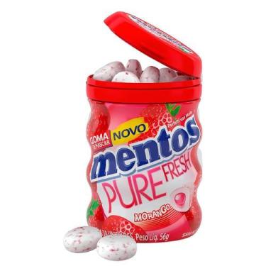 Imagem de Mentos Pote Morango Goma de Mascar Sem Açucar